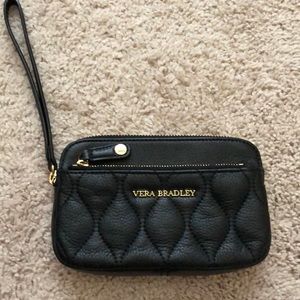 Black leather Vera Bradley wristlet